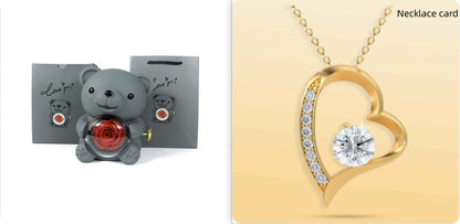 Rotierende Bär Geschenkbox Rose Schmuckkästchen