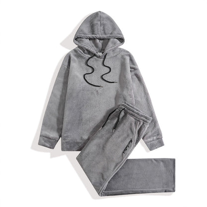 Plus-size Men's Casual Hoodie Jacket And Hooded Pants Set