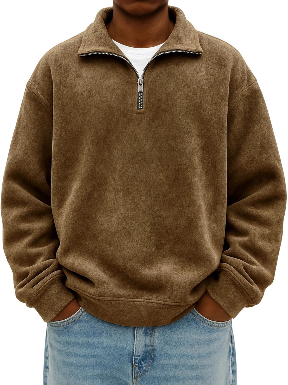 New Stand Collar Loose Drop Shoulder Men's Sweatshirt