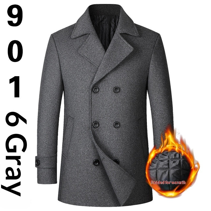 Fashion Double-breasted Lapel Mid-length Wool Men's Coat Dropshipping