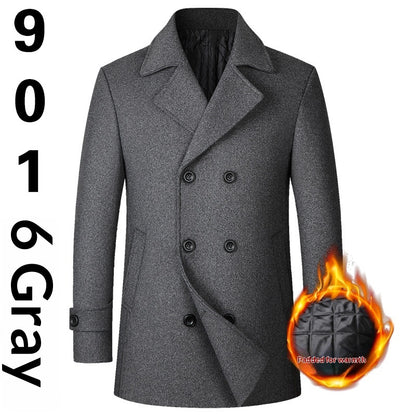 Fashion Double-breasted Lapel Mid-length Wool Men's Coat Dropshipping