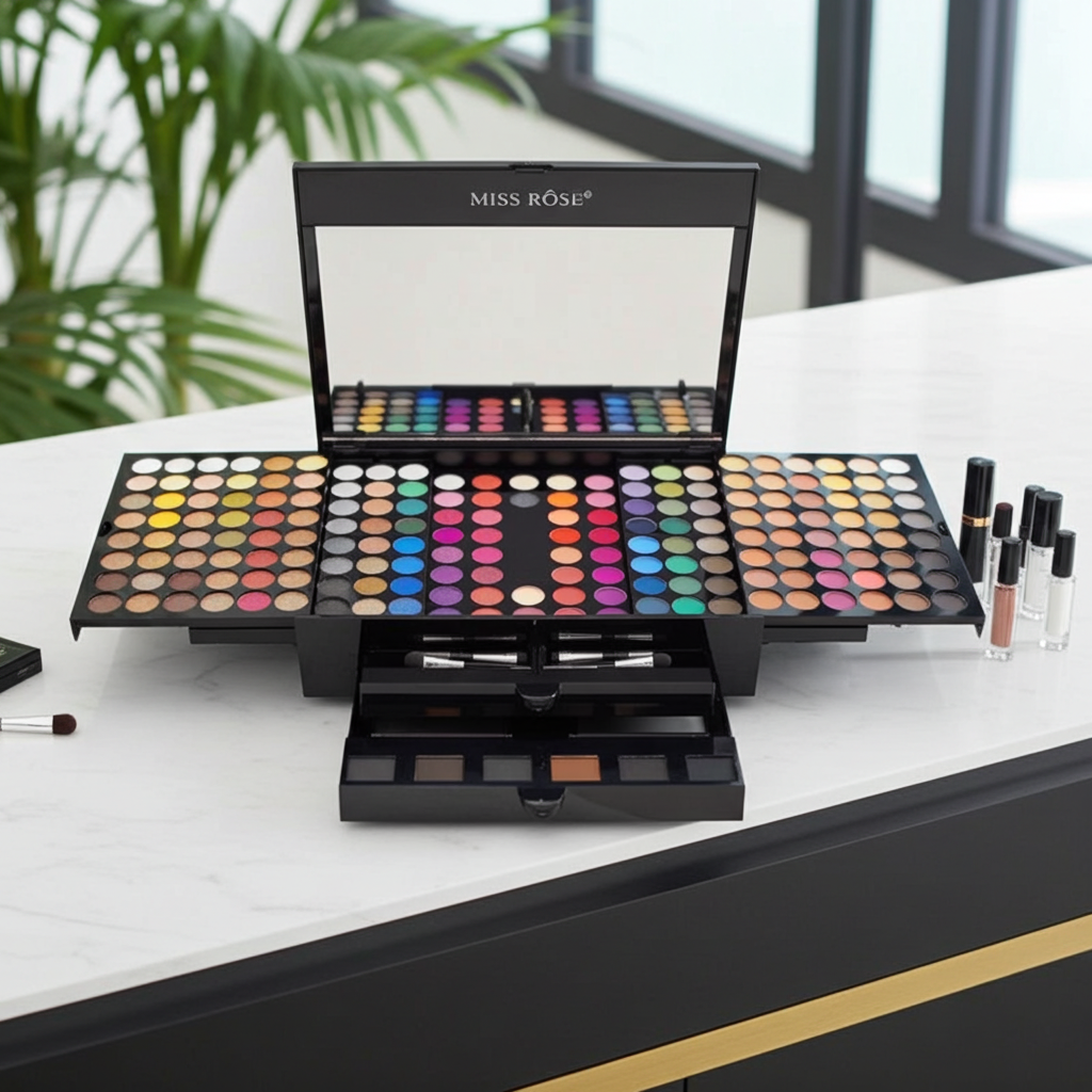 All-in-One Make-up Set: 180 Farben Lidschatten & Rouge in einzigartiger Klavierbox