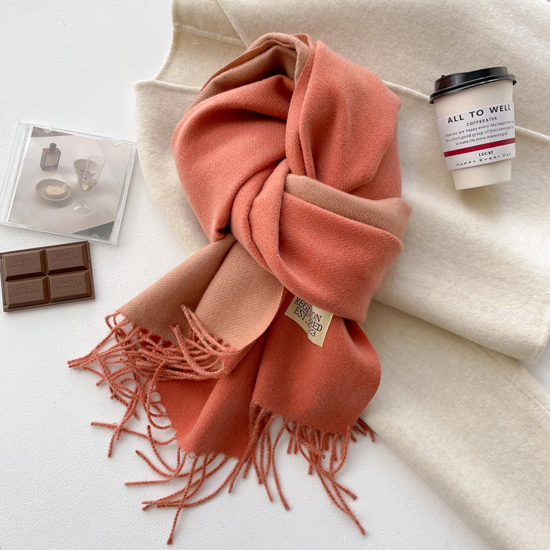 Double-sided Solid-color Scarf For Women