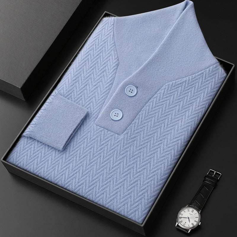 Winter Men's Pure Cashmere Lapel Sweater