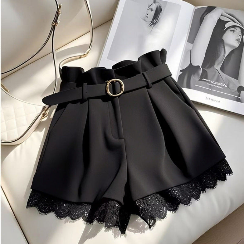 High-Waisted Spitzen-Culottes mit weitem Bein