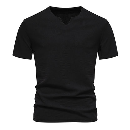 Men's Bubble Cloth V-neck T-shirt Short Sleeve Shirt