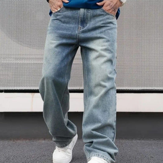 Lässige Straight-Leg Jeans in Light Blue