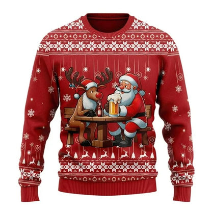 Men's Creative Santa Beer Pattern Fashion Hoodie
