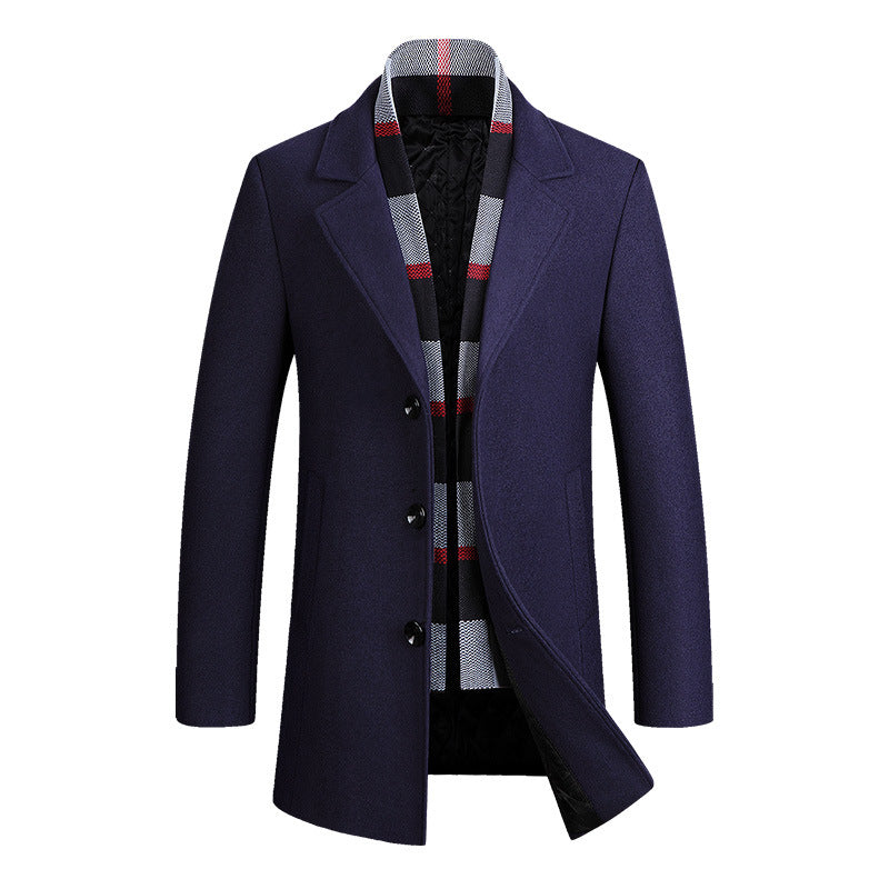 Men's Lapel Casual Suit Jacket With Wool Scarf