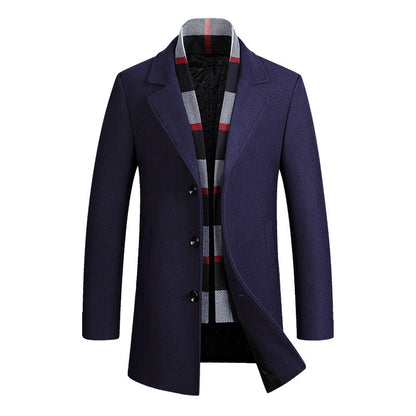 Men's Lapel Casual Suit Jacket With Wool Scarf