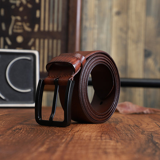 Men's Alloy Pin-buckle Belt With Top-layer Cowhidenew Casual Style