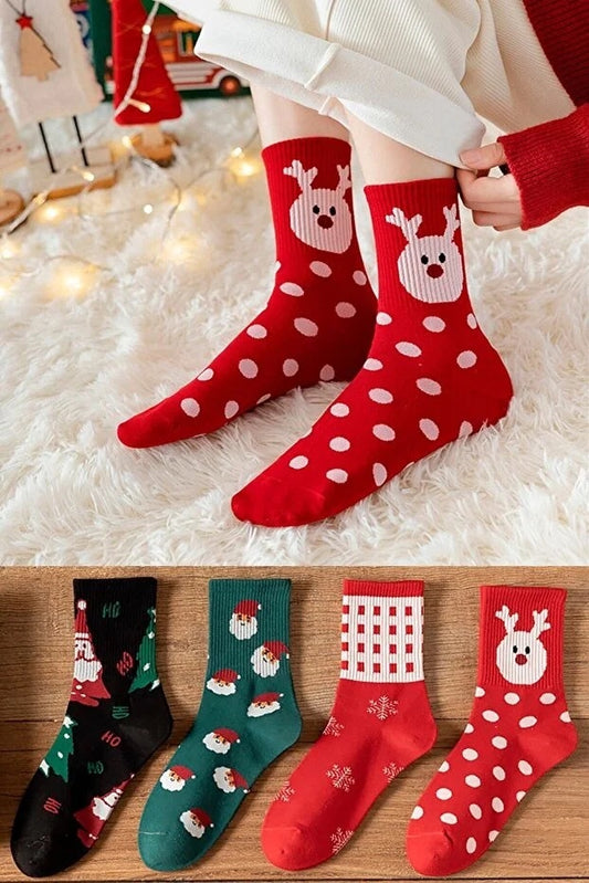 4 Pair Unisex Christmas Socks Soft Warm Daily Winter Wear