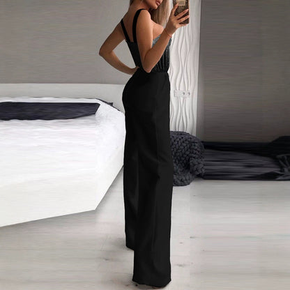 European And American-style Rhinestone-embellished Sexy Strapless Sleeveless Waist-cinching Jumpsuit