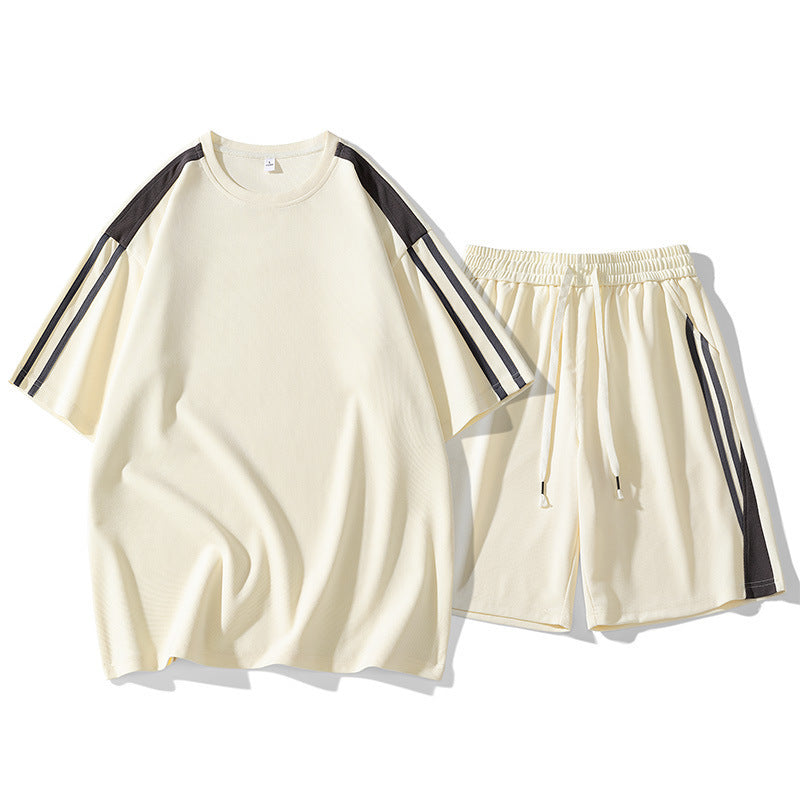 Hong Kong Style Loose Round Neck Short Sleeve Shorts 2-piece Set Leisure Sports Suit Men