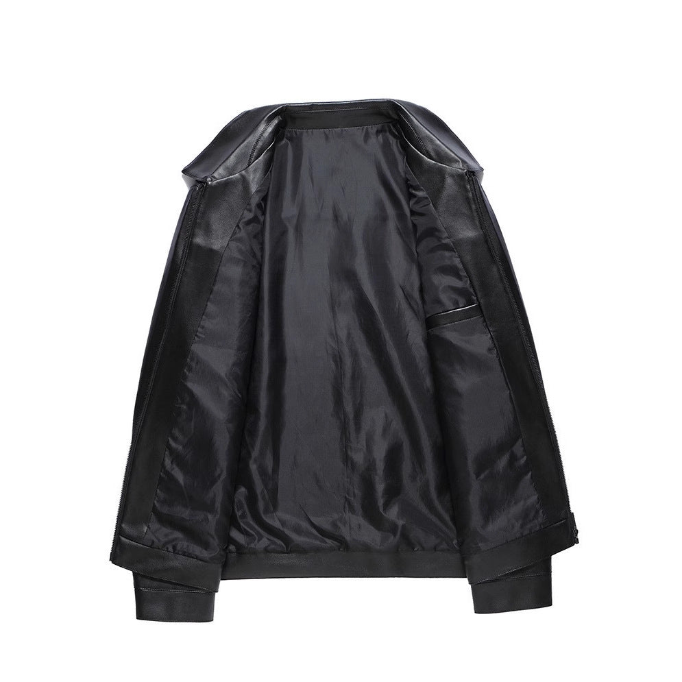 Turn-down Collar Leather Jacket For Spring And Autumn Business