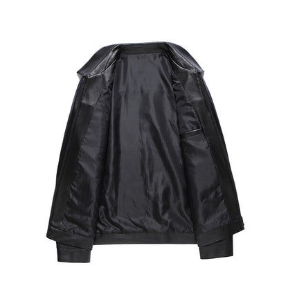 Turn-down Collar Leather Jacket For Spring And Autumn Business