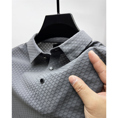 Waffle Ice Silk Short Sleeve T-shirt Men's Shirt Collar Polo Shirt
