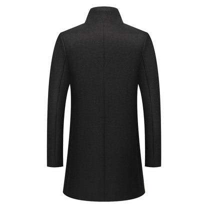 Einfarbige mittellanger Wollmantel