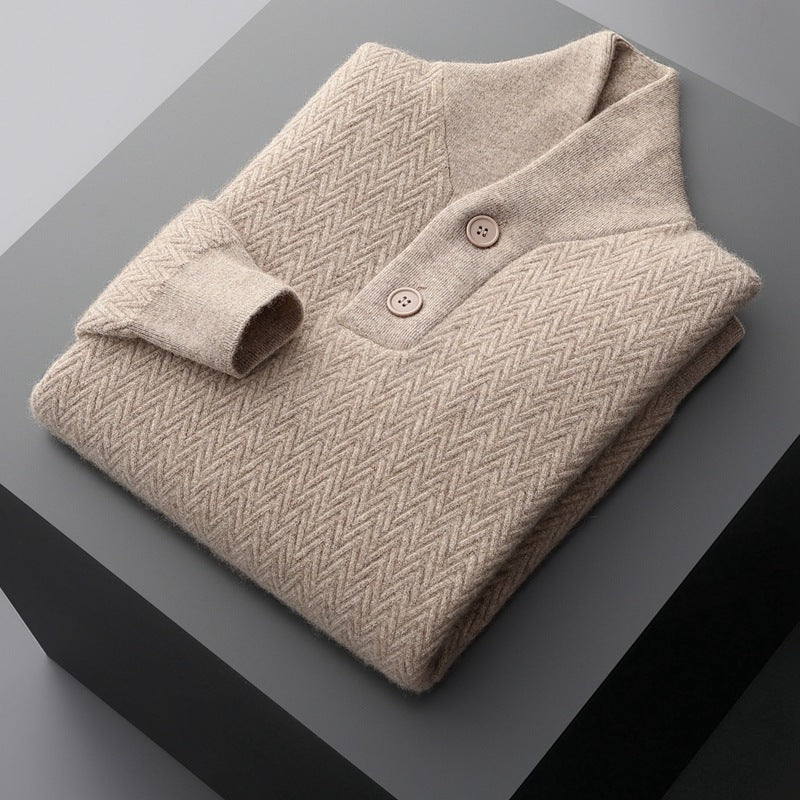 Winter Men's Pure Cashmere Lapel Sweater