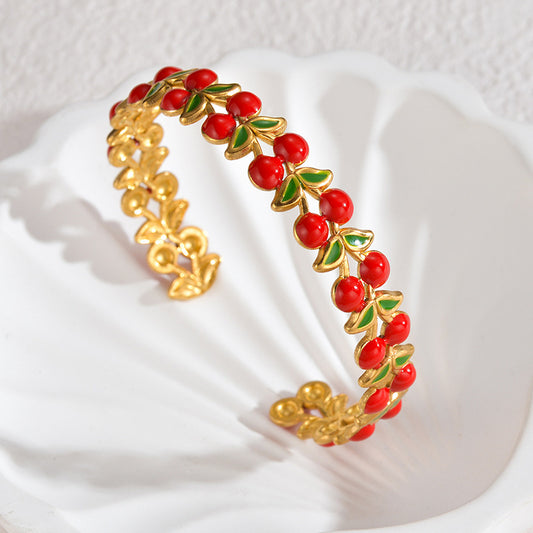 Fashion Personality Stainless Steel Strawberry Drip Bracelet
