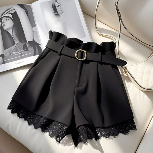 High-Waisted Spitzen-Culottes mit weitem Bein