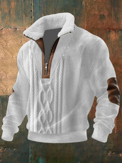 Men's Hooded Sweatshirt With Fur Collar Trendy Digital Print Slim Fit
