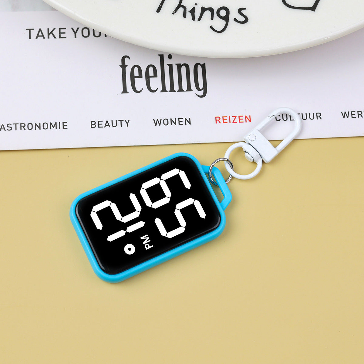 Waterproof Keychain Watch Square-shaped With Large Digits Electronic Touch And Luminous Display