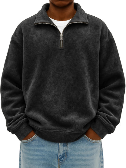 New Stand Collar Loose Drop Shoulder Men's Sweatshirt