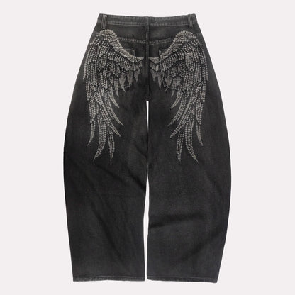 American-style Street-washed, Distressed, Slightly Flared Denim Jeans