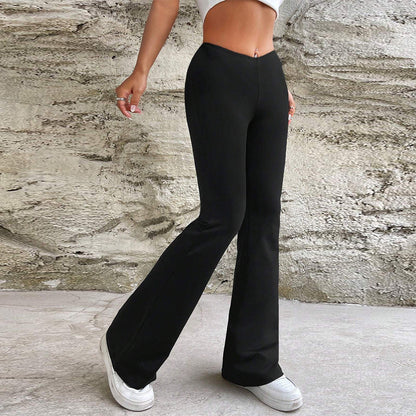 Women's Casual V-waist Slimming Slightly Flared Trousers