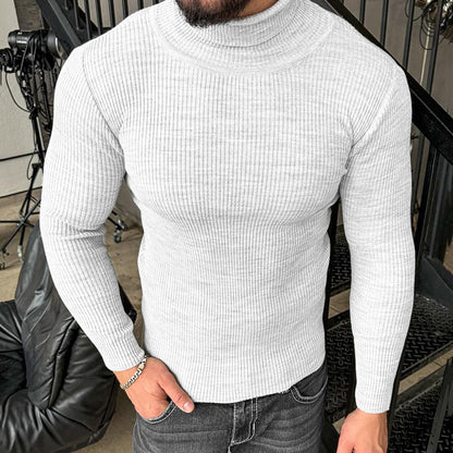 High-neck Slim-fit Long-sleeve Knitted Pullover Base Shirt