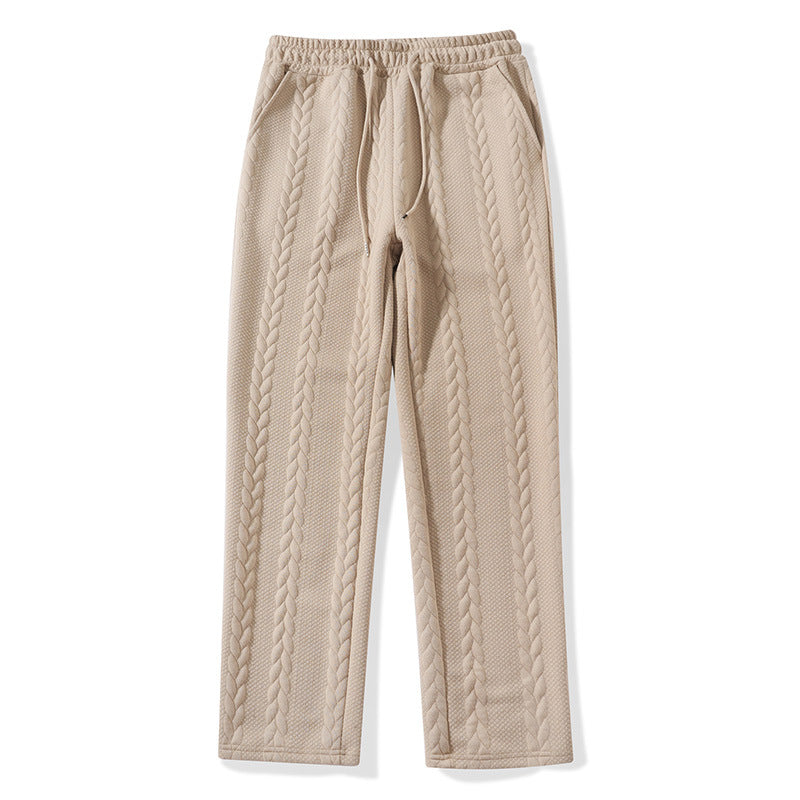 Men's Casual Loose Solid-Color Drawstring Straight-Leg Pants