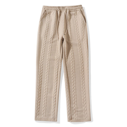 Men's Casual Loose Solid-Color Drawstring Straight-Leg Pants