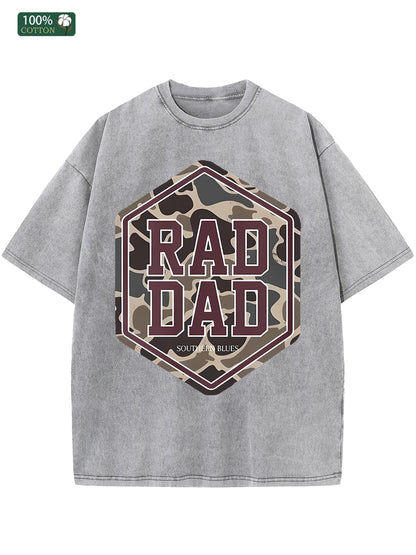 Herren T-Shirt im Vintage Washed-Look – 100 % Baumwolle – Lässiger „Rad Dad“ Print