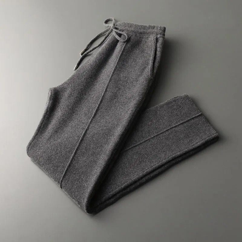 Men's Thickened Mid-Waist Wool Straight-Leg Pants