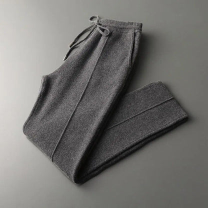 Men's Thickened Mid-Waist Wool Straight-Leg Pants