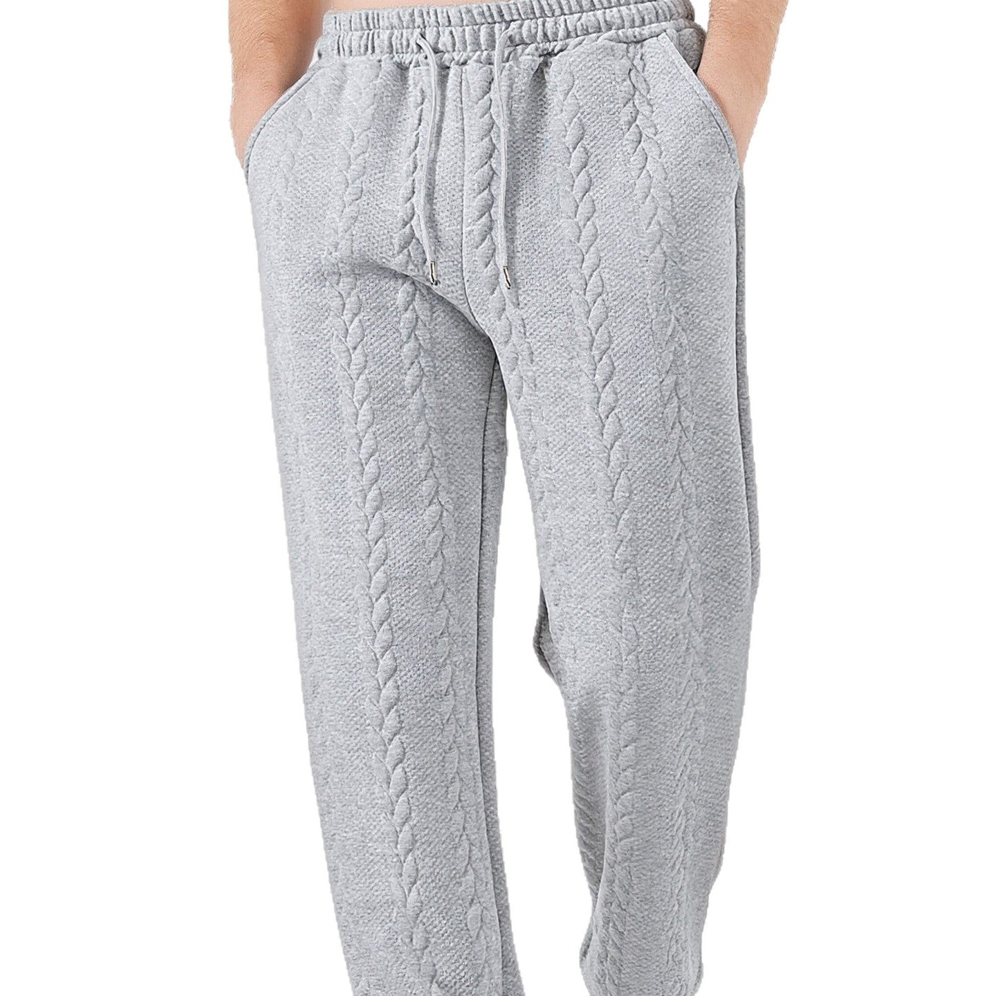 Men's Casual Loose Solid-Color Drawstring Straight-Leg Pants