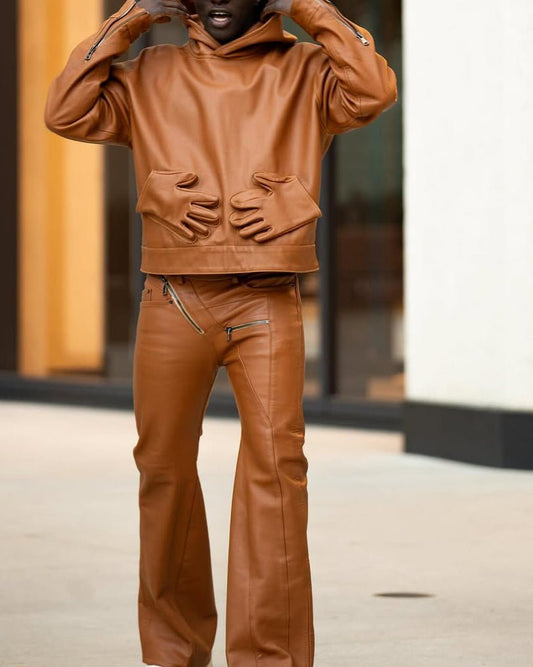 Men's Autumn & Winter Fashion Palm Pocket Leather 2 - Piece Set - Joker