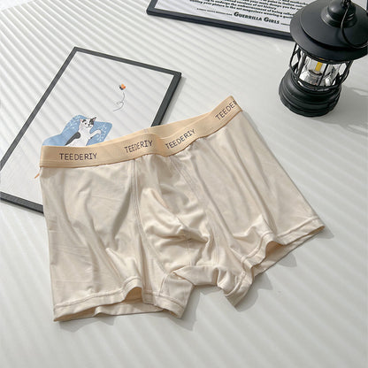 Ice Silk Men's Cotton Crotch Boxer Briefs Boys Teenagers Traceless Plus Size