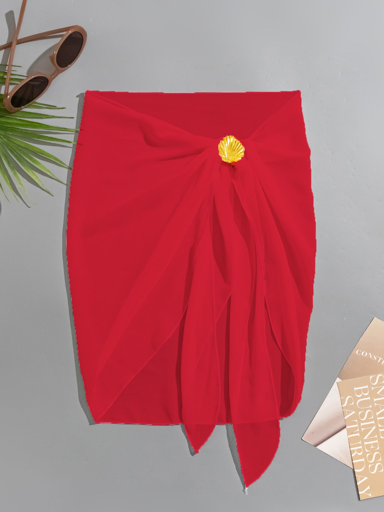 Exklusiver Chiffon Strand-Wickelrock mit Muschel-Detail – Luftiger Pareo & Bikini Cover-up – Eleganter Strandrock für Urlaub & Pool