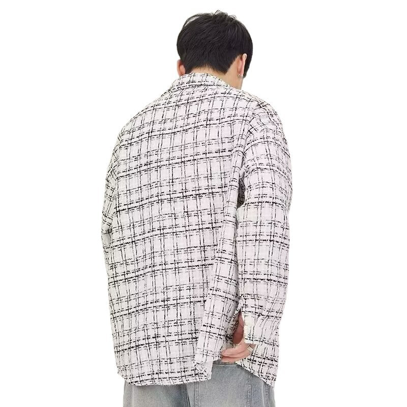 Men's Wool Plaid Lapel Jacket