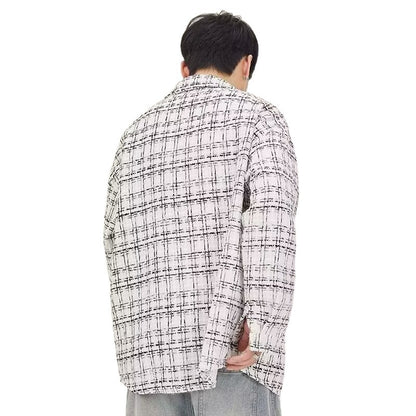 Men's Wool Plaid Lapel Jacket