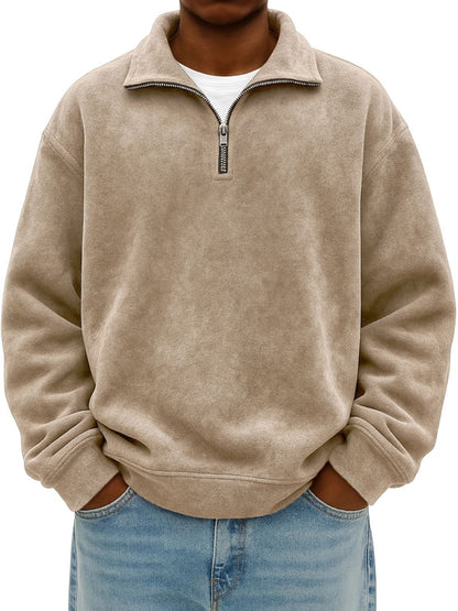 New Stand Collar Loose Drop Shoulder Men's Sweatshirt