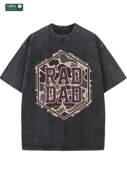 Herren T-Shirt im Vintage Washed-Look – 100 % Baumwolle – Lässiger „Rad Dad“ Print