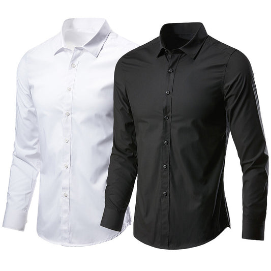 Men's Solid Color Versatile Casual Suit Shirt