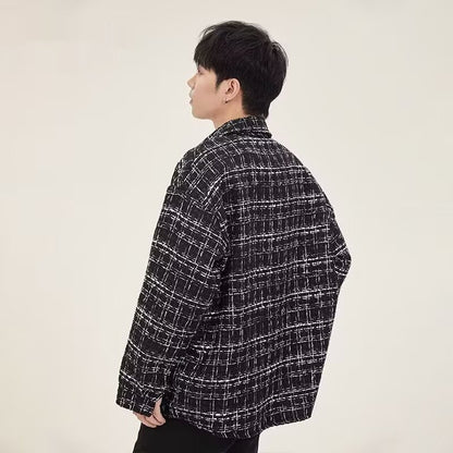 Men's Wool Plaid Lapel Jacket