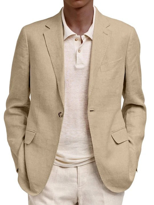 Men's Long-Sleeve Business-Casual Suit With Lapel And Mock Pockets
