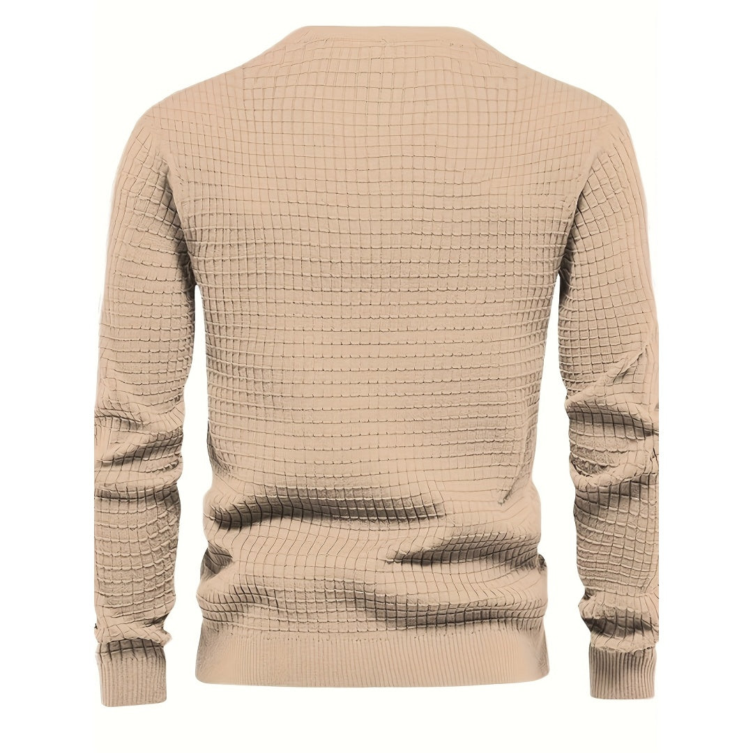 Eleganter Herren Strick-Cardigan mit Waffelstruktur – Slim Fit – Langarm-Oberteil für Freizeit & Business