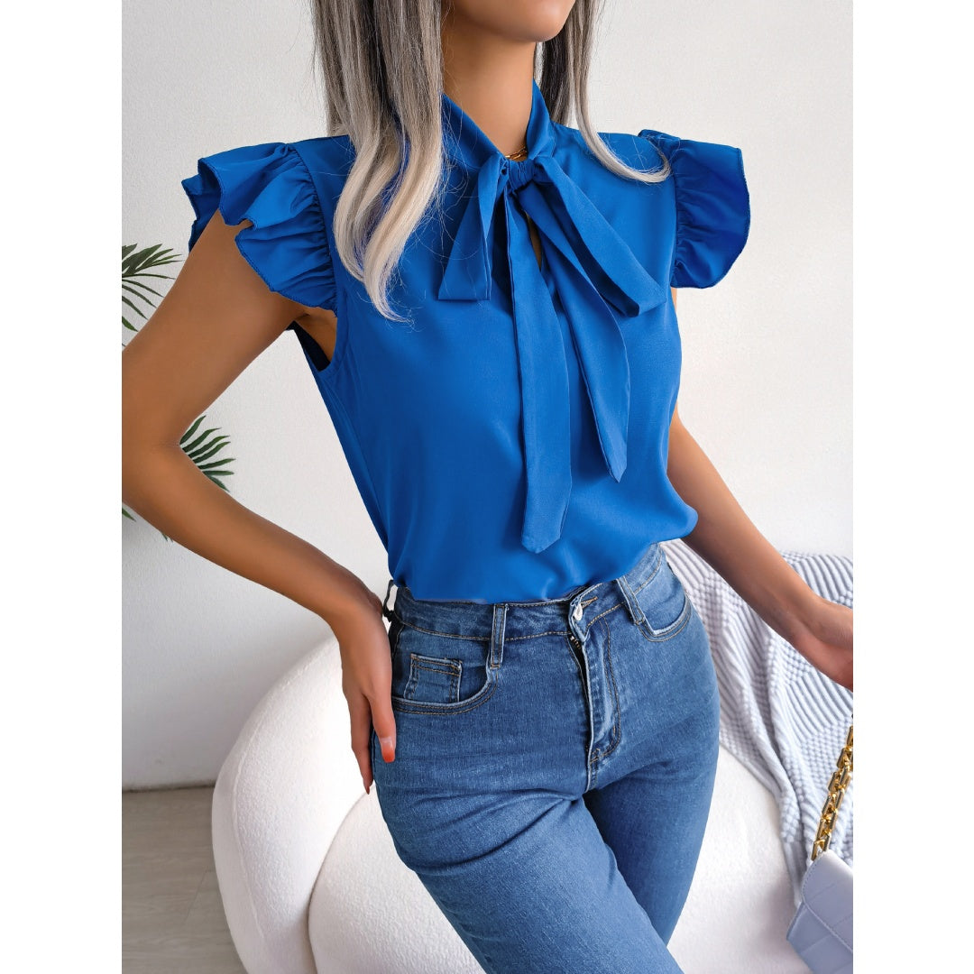 Romantische Chiffon-Bluse mit Rüschen und Schluppe