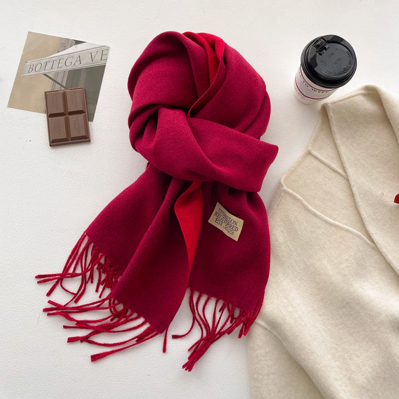 Double-sided Solid-color Scarf For Women